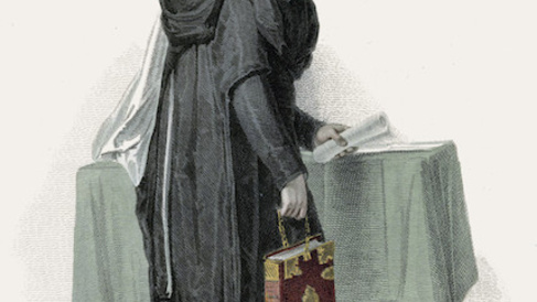 Proctor of the University of Cambridge, aquatint by John Samuel Agar after Thomas Uwins, from History of the University of Cambridge (1815) by William Combe